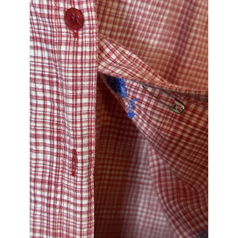 Vintage 90’s Bobbie Brooks Shirt Size XL Red Checkered Sailboat Beach Vacay Top - Picture 10 of 11